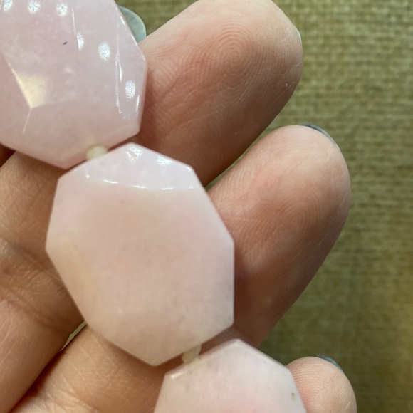 Pink Faceted Jade 24 inch hand knotted necklace set bracelet 6in - Picture 6 of 8